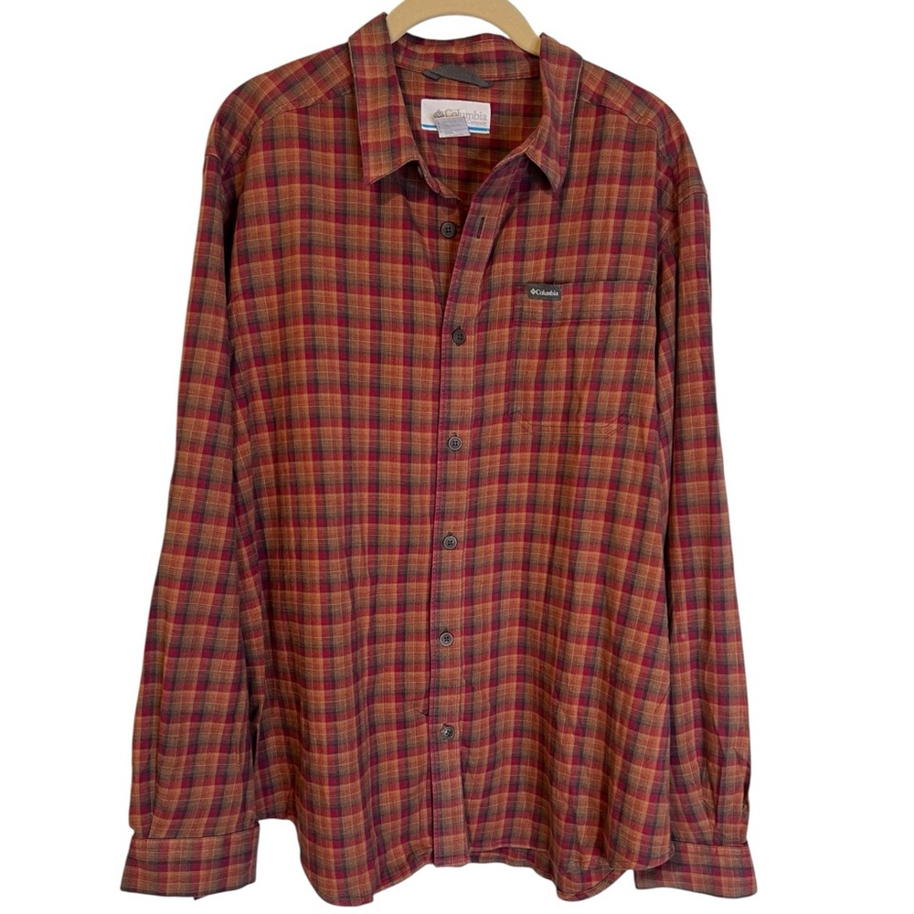 COLUMBIA Plaid Mens Button Down Long Sleeve Shirt Med Size L